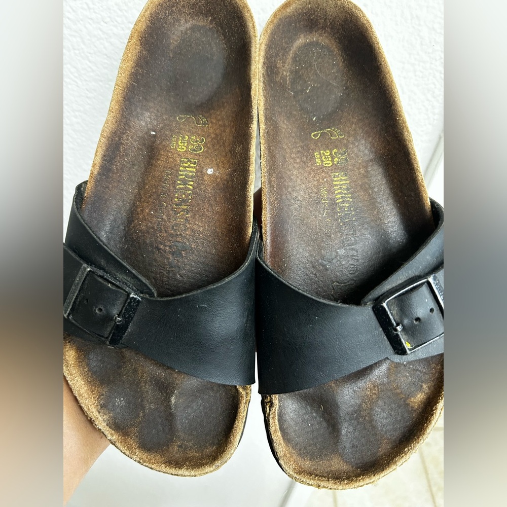 Birkenstock Madrid Birko-Flor One Strap Slide Sandal Matte Black size 39 used